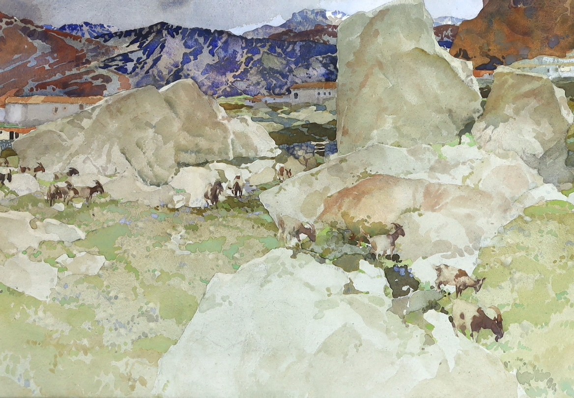 Sir William Russell Flint RA PRWS (British, 1880-1969), 'Early Spring in The Guadarrama', watercolour, 36.5 x 54cm